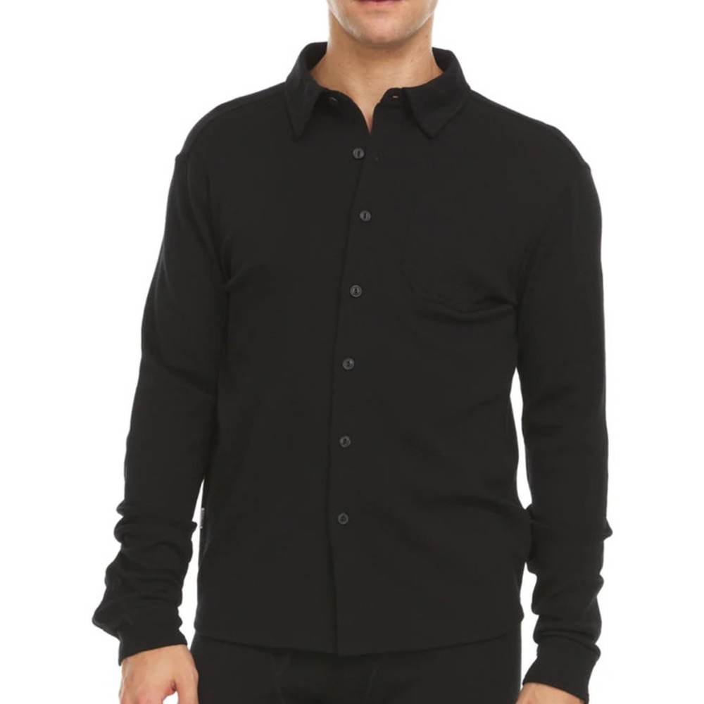 Naadam Long Sleeve Wool Button Up Shirt Mens Large Black Collared